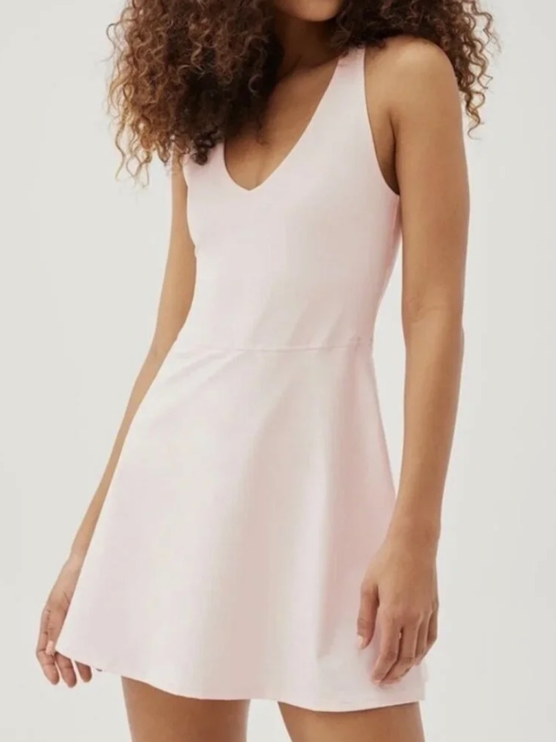 Outdoor Voices Volley Cream Sleeveless Dress Pink Size Medium